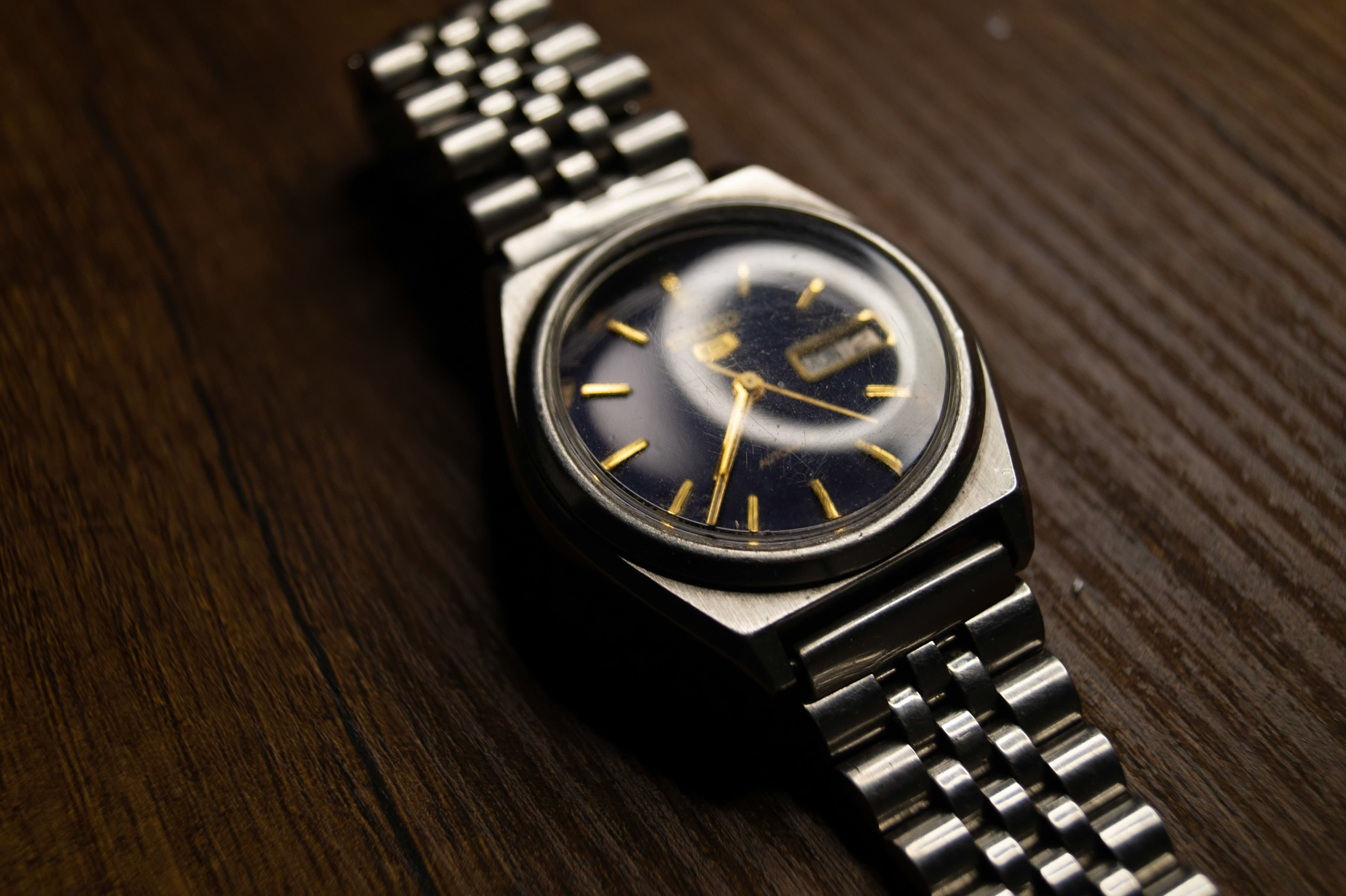 Vintage watch on a refined dark surface